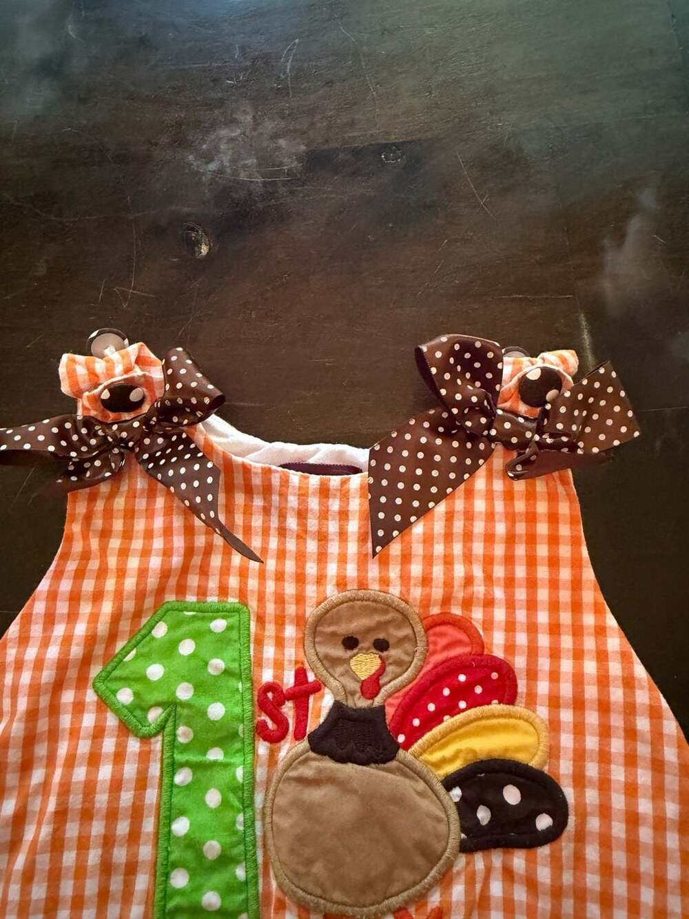 Lil Cactus Girls 1st Thanksgiving Turkey Applique Dress (6-12M) - Picture 3 of 7